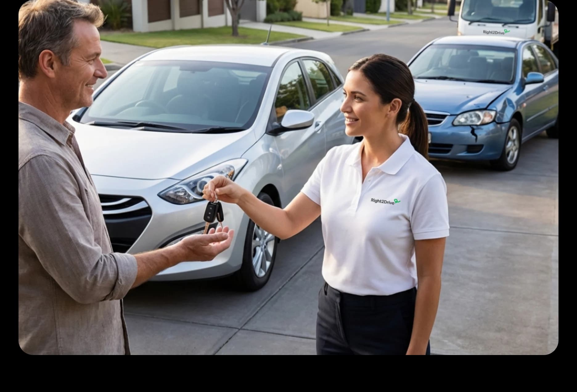 Someone hit your car? Get a replacement car at no cost.