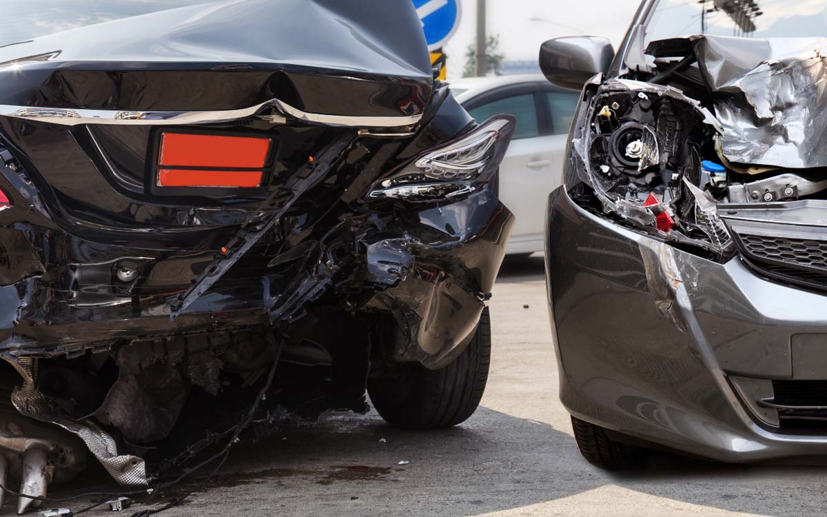 Two cars after a car crash